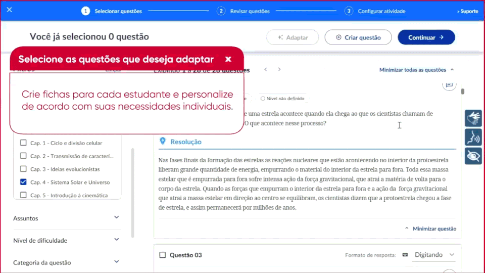 Interface de adaptação de questões com IA para estudantes com autismo, dislexia e TDAH